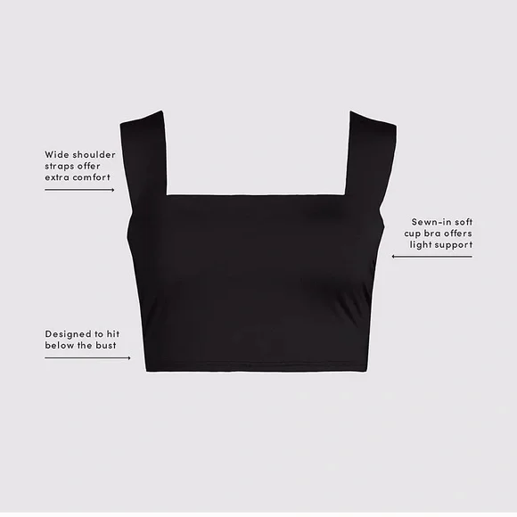 Lands End Square Neck Midkini Tankini Swimsuit set black - Picture 5 of 5